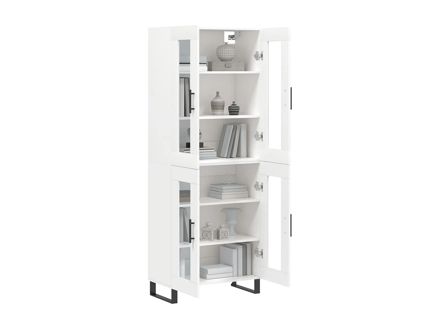 Aparador alto madera contrachapada blanco 69,5x34x180 cm