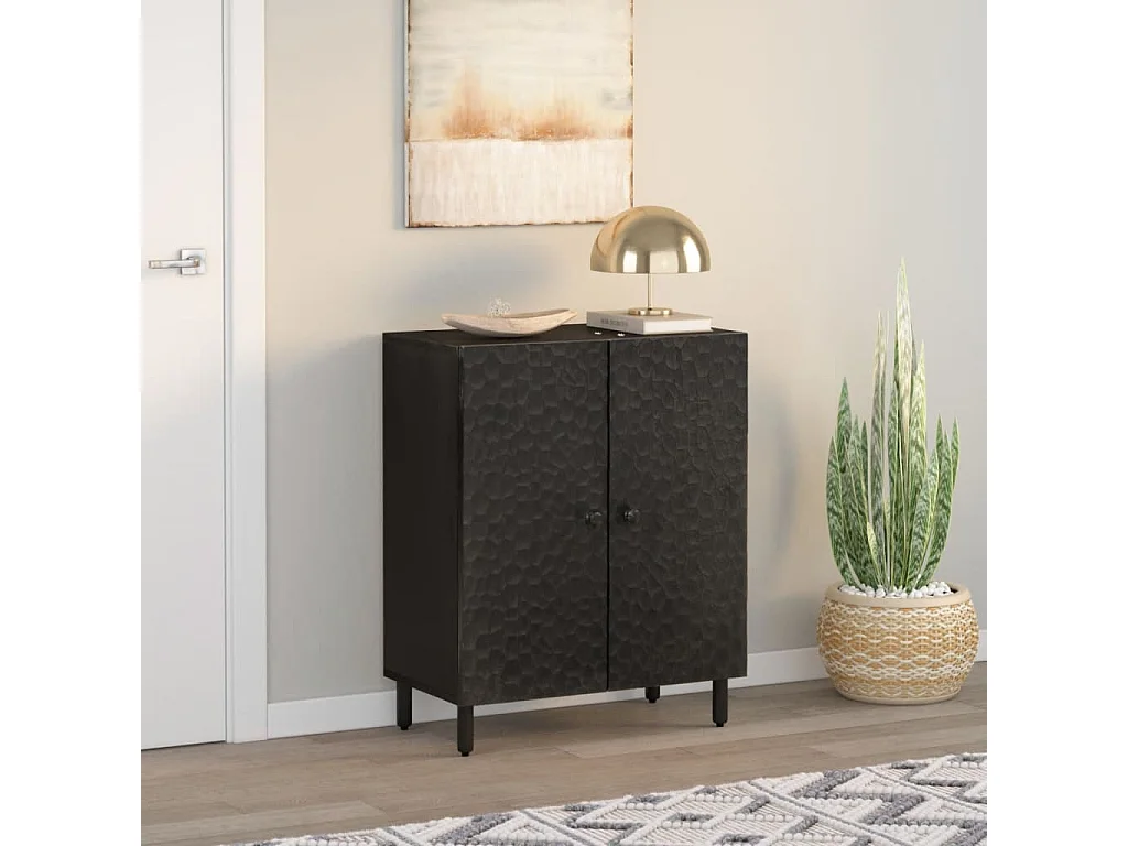 Aparador madera maciza de mango negro 60x33x75 cm