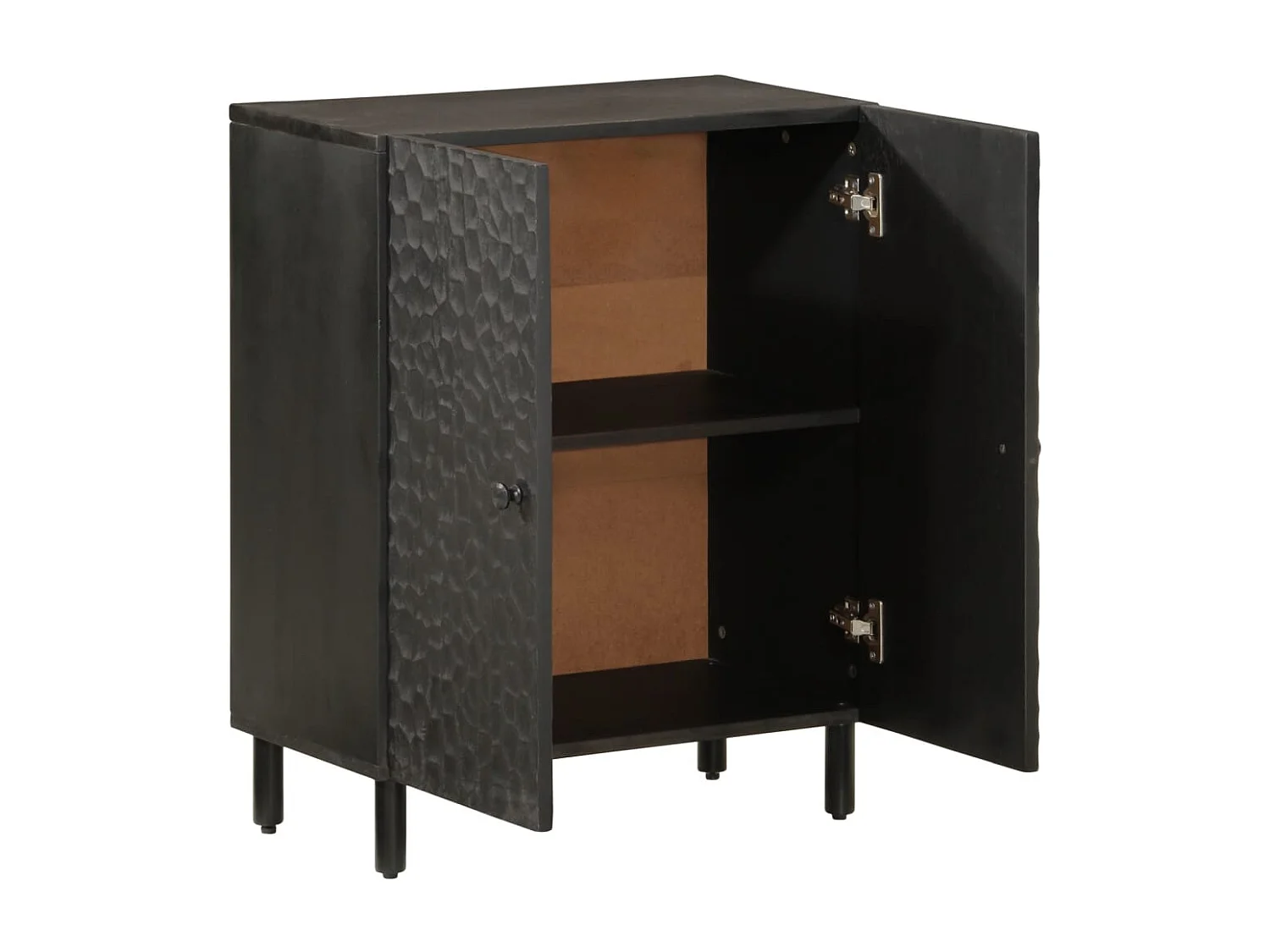 Aparador madera maciza de mango negro 60x33x75 cm