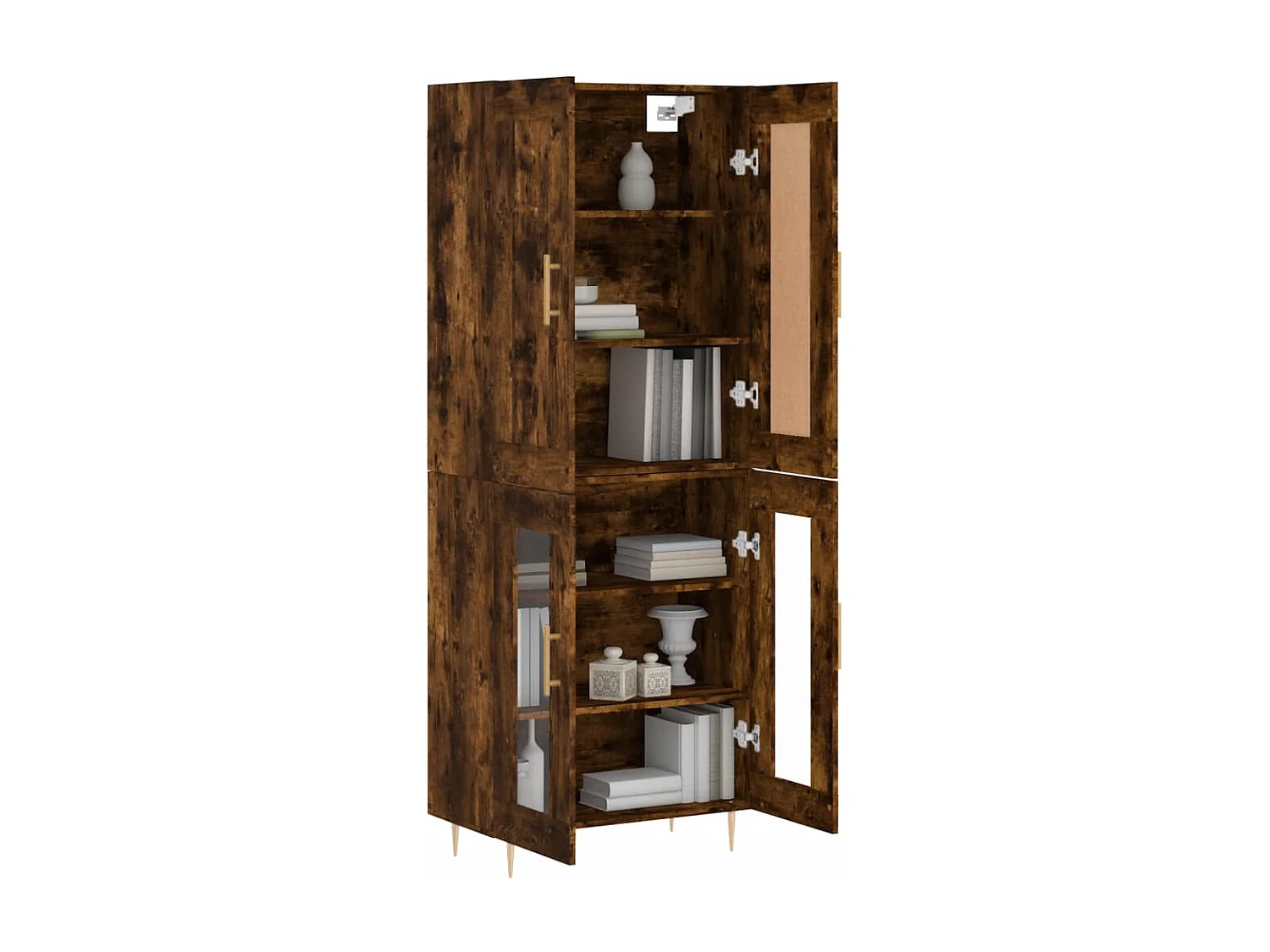 Buffet haut Chêne fumé 69,5x34x180 cm Bois d'ingénierie