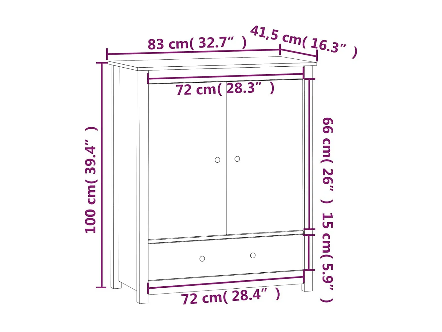 Buffet 83x41,5x100 cm Bois massif de pin