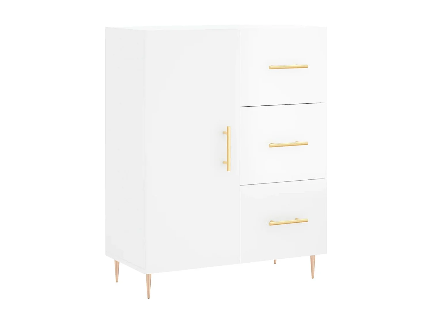 Buffet Blanc brillant 69,5x34x90 cm Bois d'ingénierie