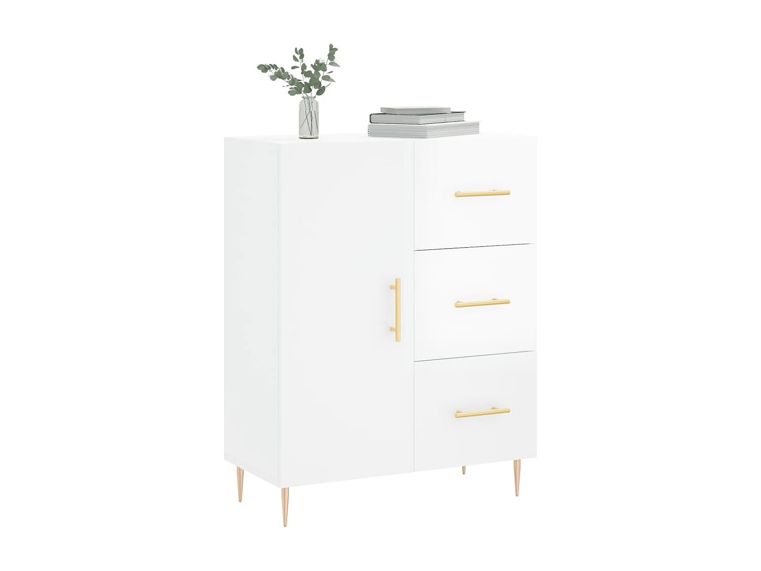 Buffet Blanc brillant 69,5x34x90 cm Bois d'ingénierie