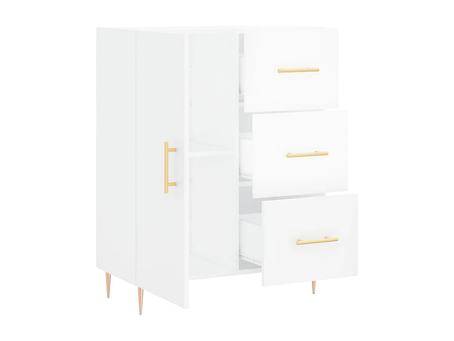 Buffet Blanc brillant 69,5x34x90 cm Bois d'ingénierie