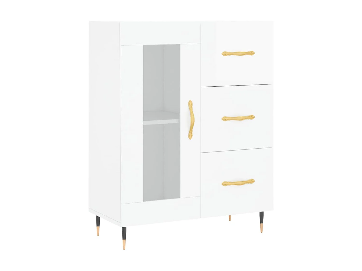 Buffet Blanc brillant 69,5x34x90 cm Bois d'ingénierie