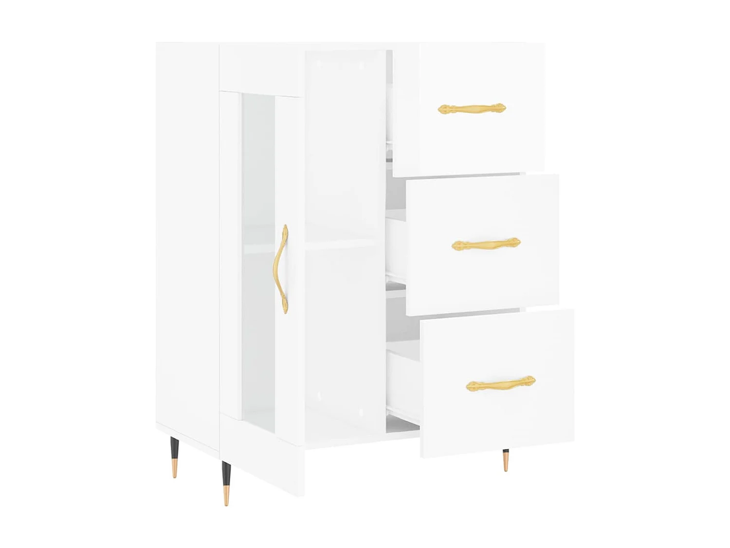 Buffet Blanc brillant 69,5x34x90 cm Bois d'ingénierie