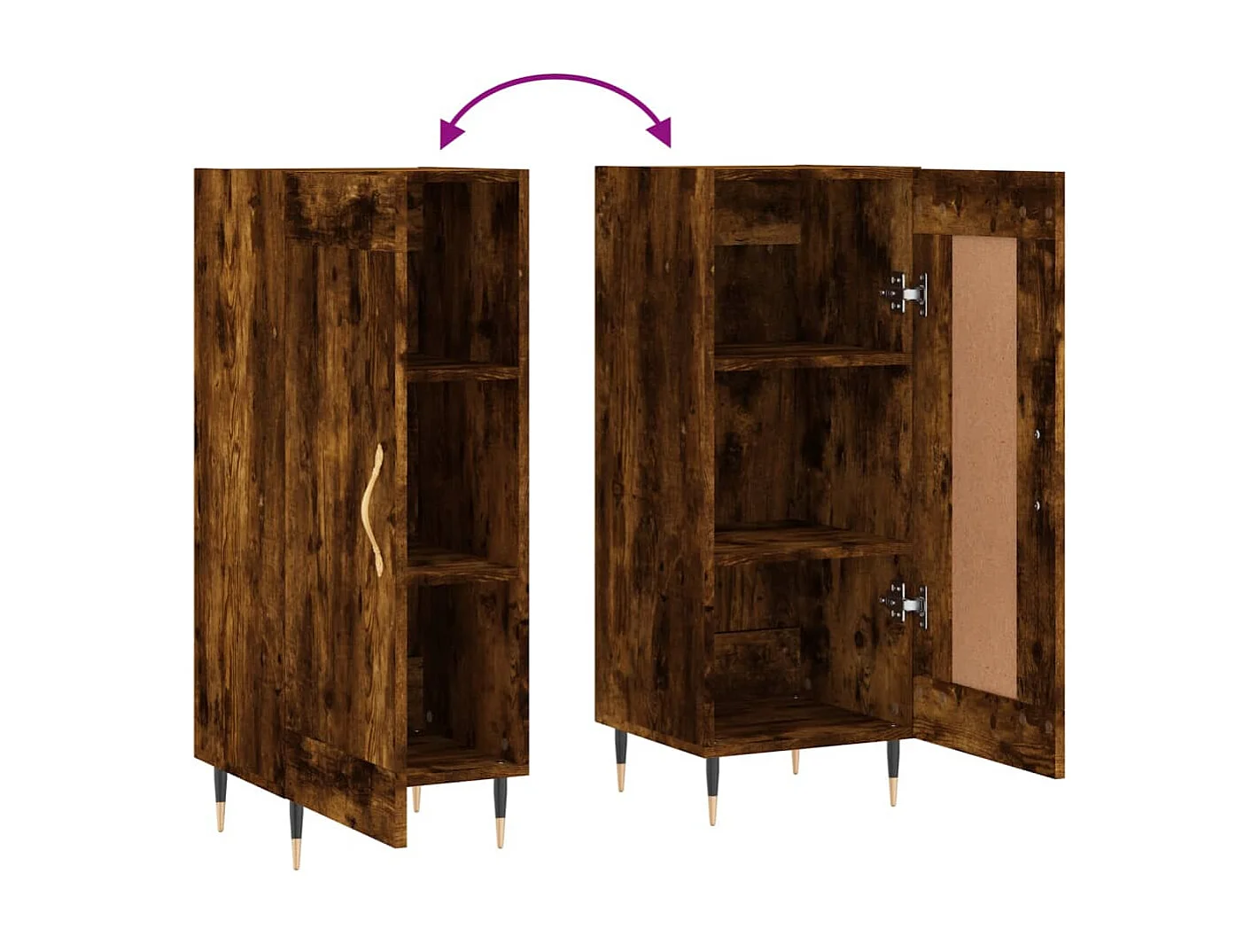 Dressoir 34,5x34x90 cm bewerkt hout gerookt eiken