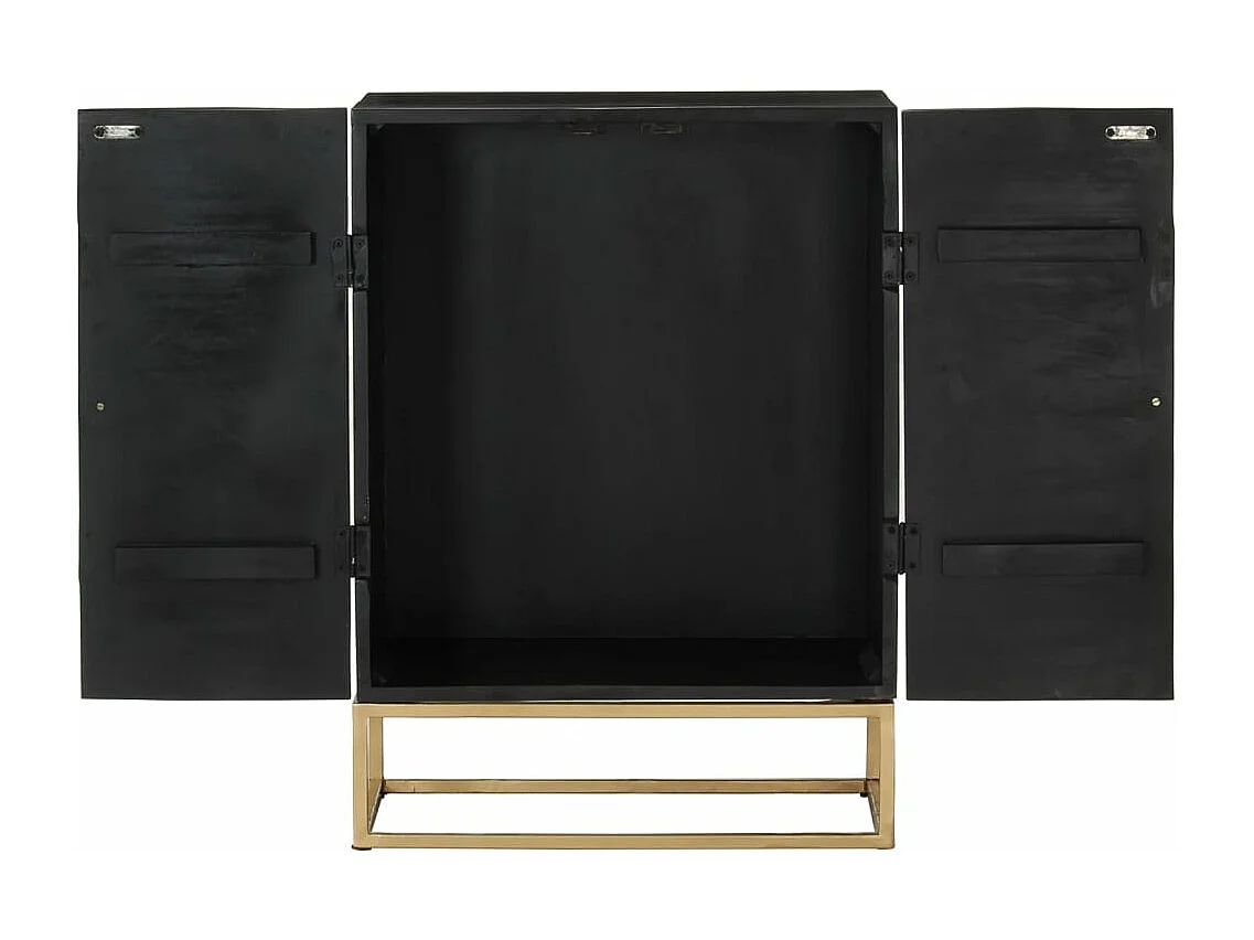 Buffet Noir 55x34x75 cm Bois massif de manguier et fer