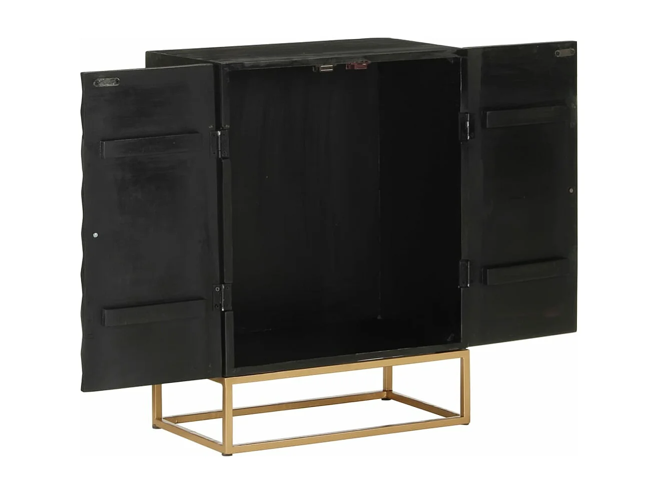 Buffet Noir 55x34x75 cm Bois massif de manguier et fer