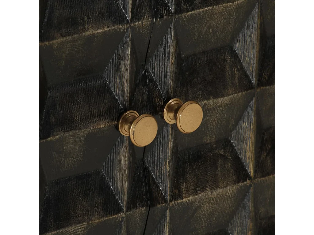 Buffet Noir 55x34x75 cm Bois massif de manguier et fer