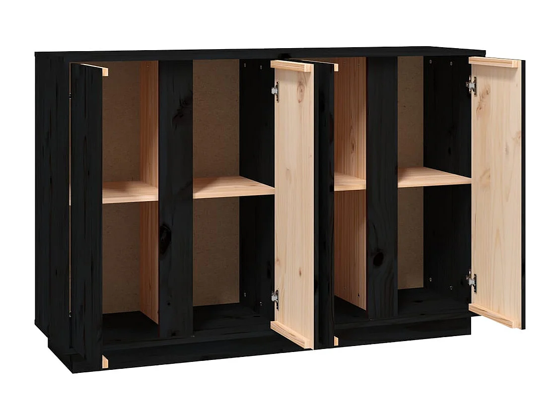 Buffet Noir 120x35x80 cm Bois massif de pin
