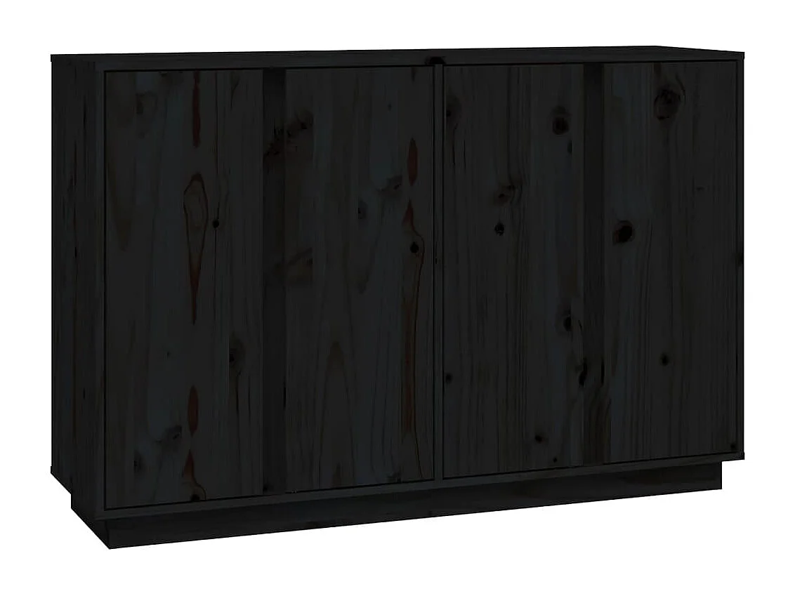 Buffet Noir 120x35x80 cm Bois massif de pin