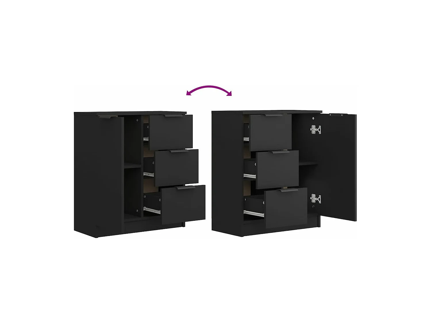 Buffet noir 60x30x70 cm bois d'ingénierie