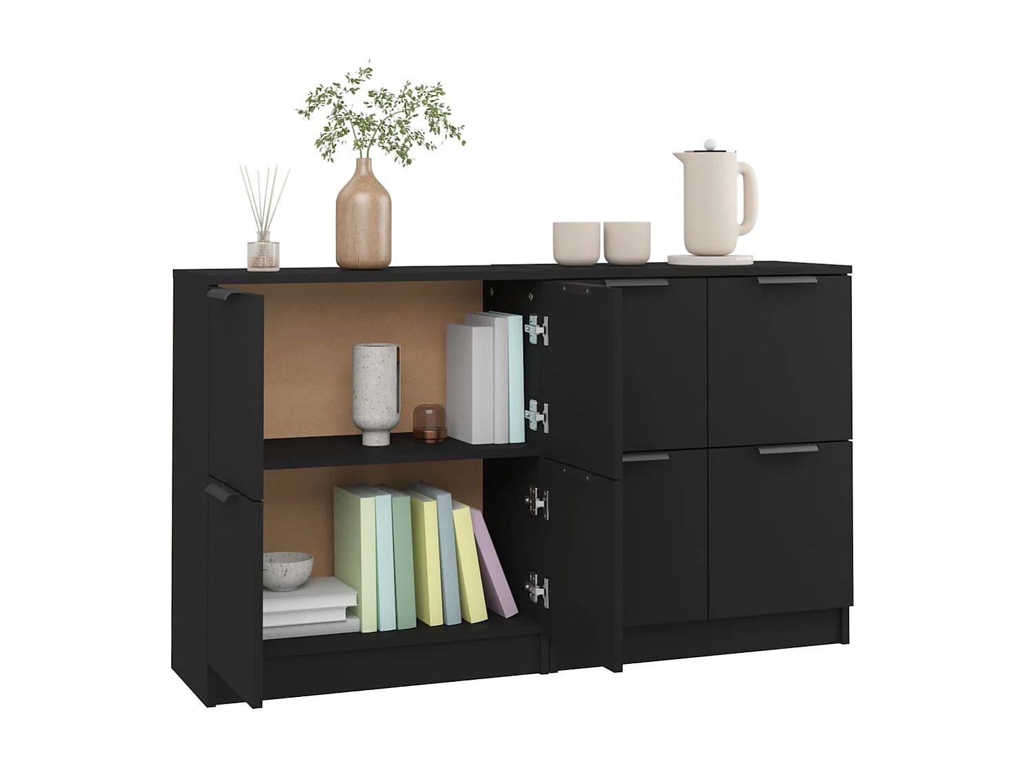 Buffets 2 pièces Noir 60x30x70 cm Bois d'ingénierie