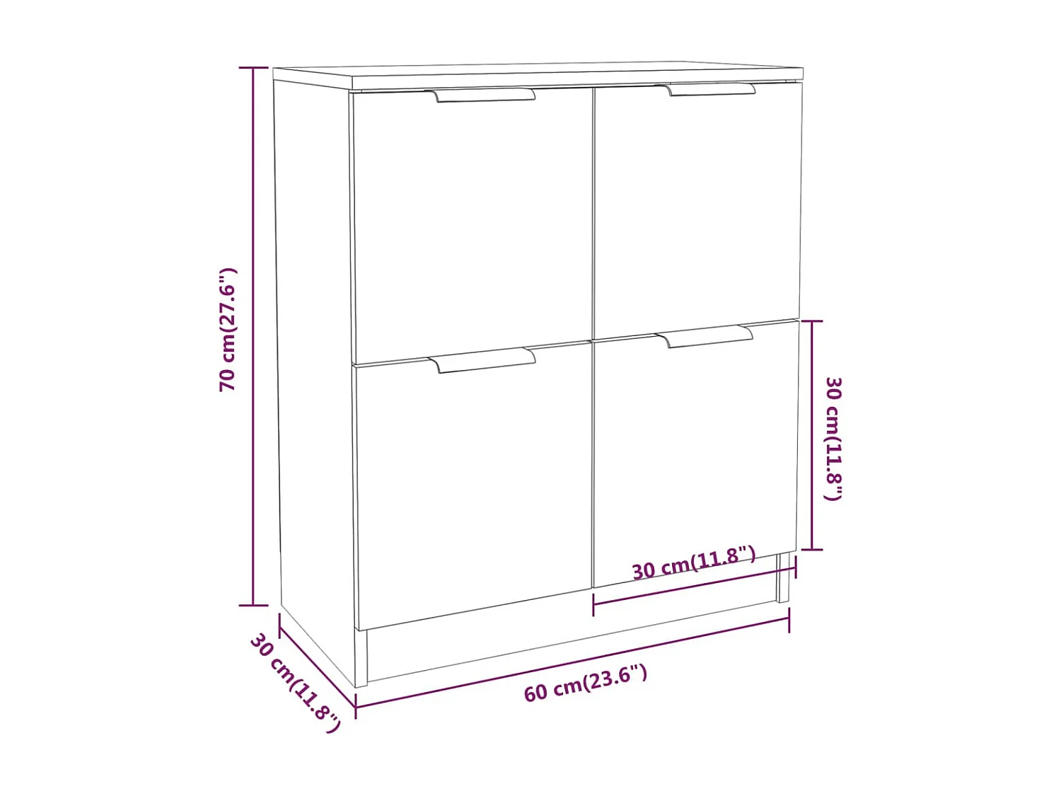 Buffets 2 pièces Noir 60x30x70 cm Bois d'ingénierie