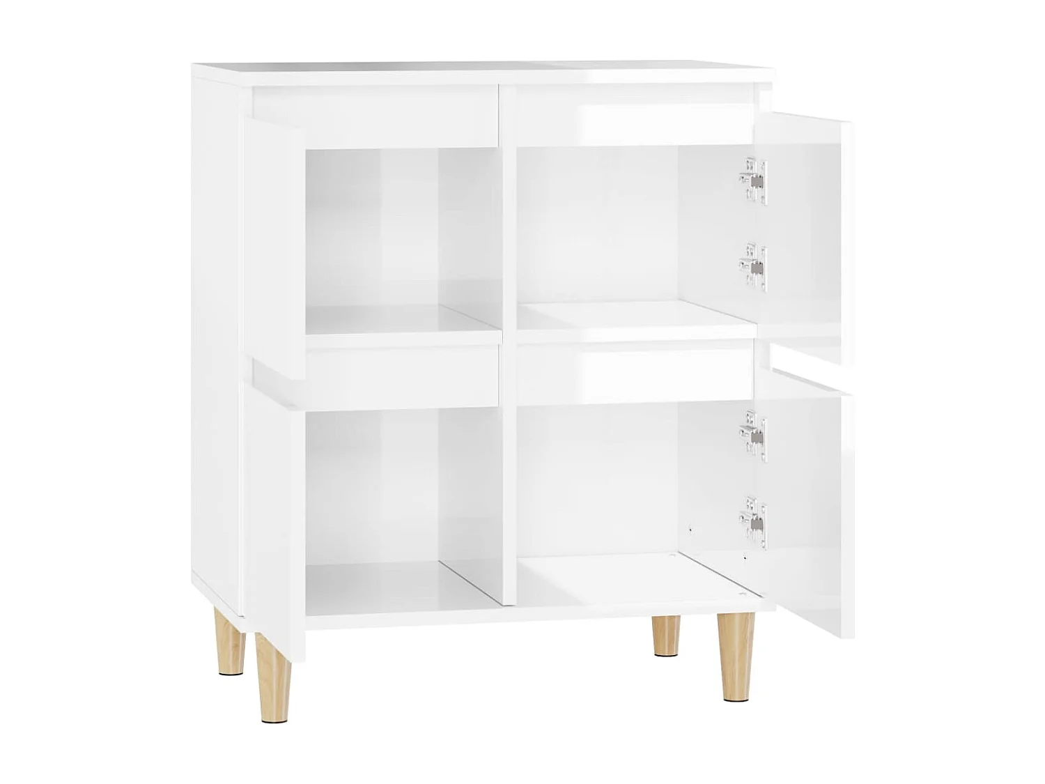 Buffet Blanc brillant 60x35x70 cm Bois d'ingénierie