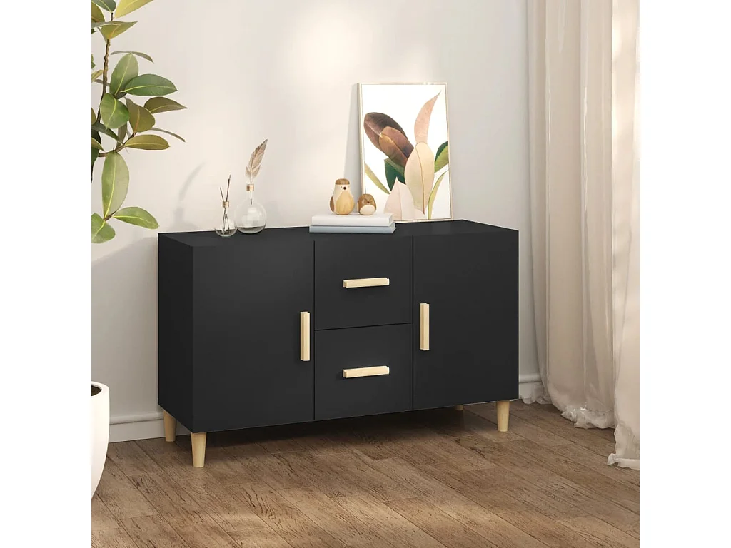 Buffet noir 100x36x60 cm bois d'ingénierie