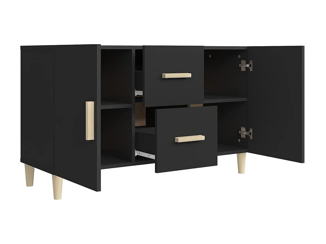 Buffet noir 100x36x60 cm bois d'ingénierie