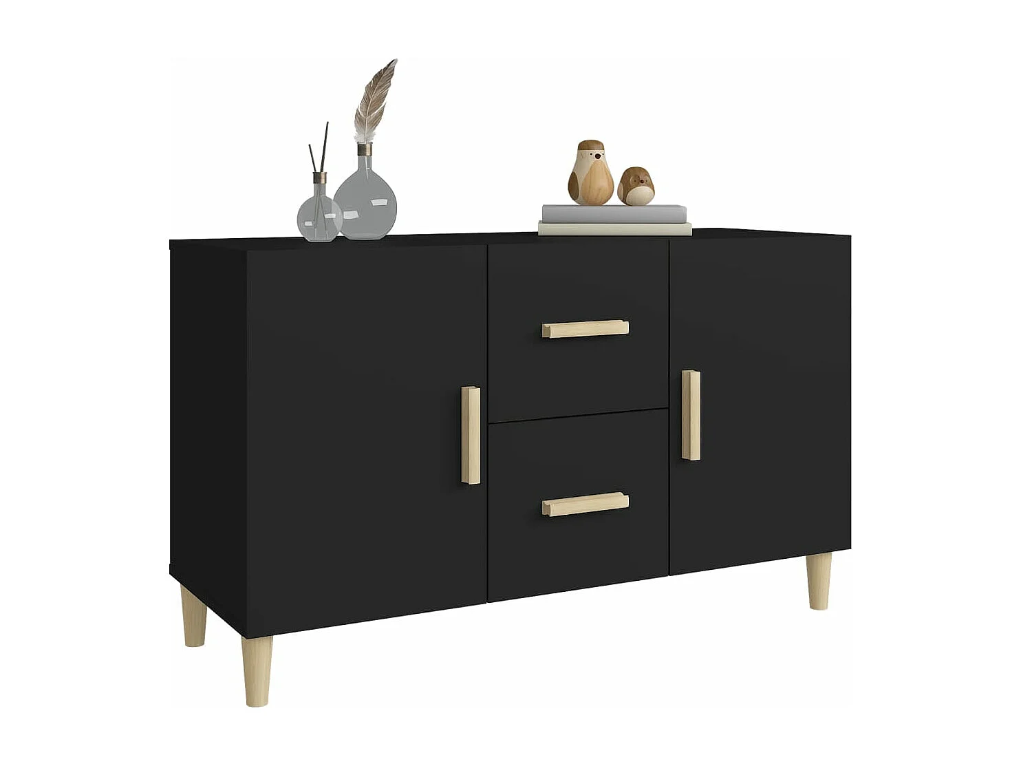 Buffet noir 100x36x60 cm bois d'ingénierie