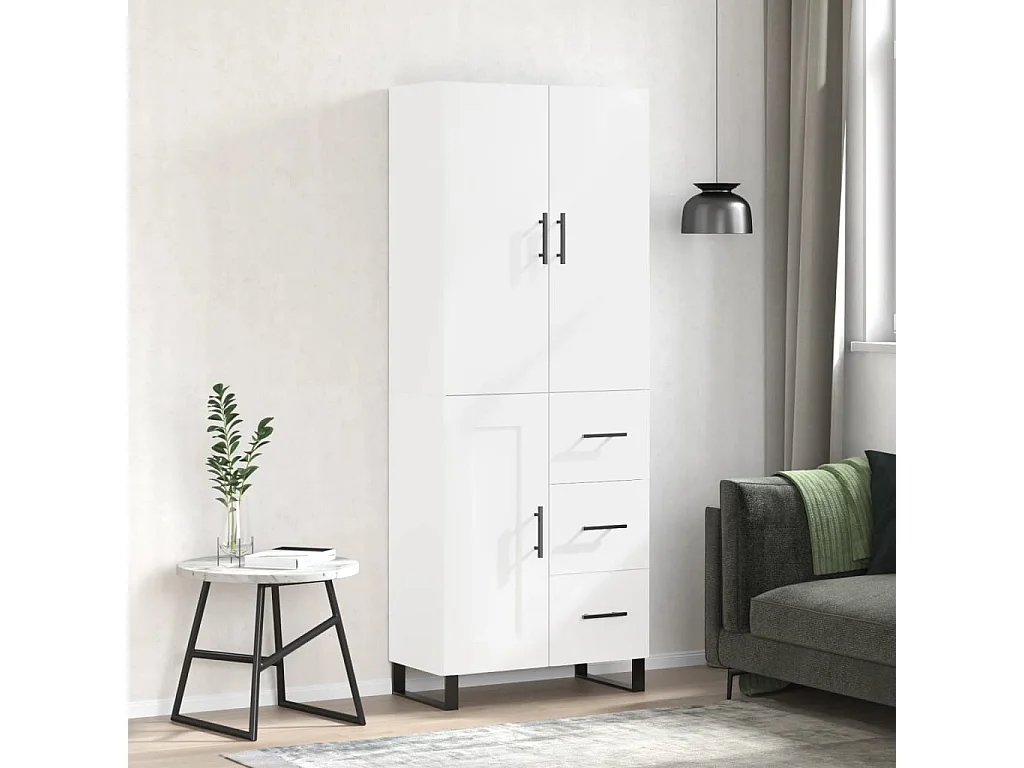 Buffet haut Blanc 69,5x34x180 cm Bois d'ingénierie