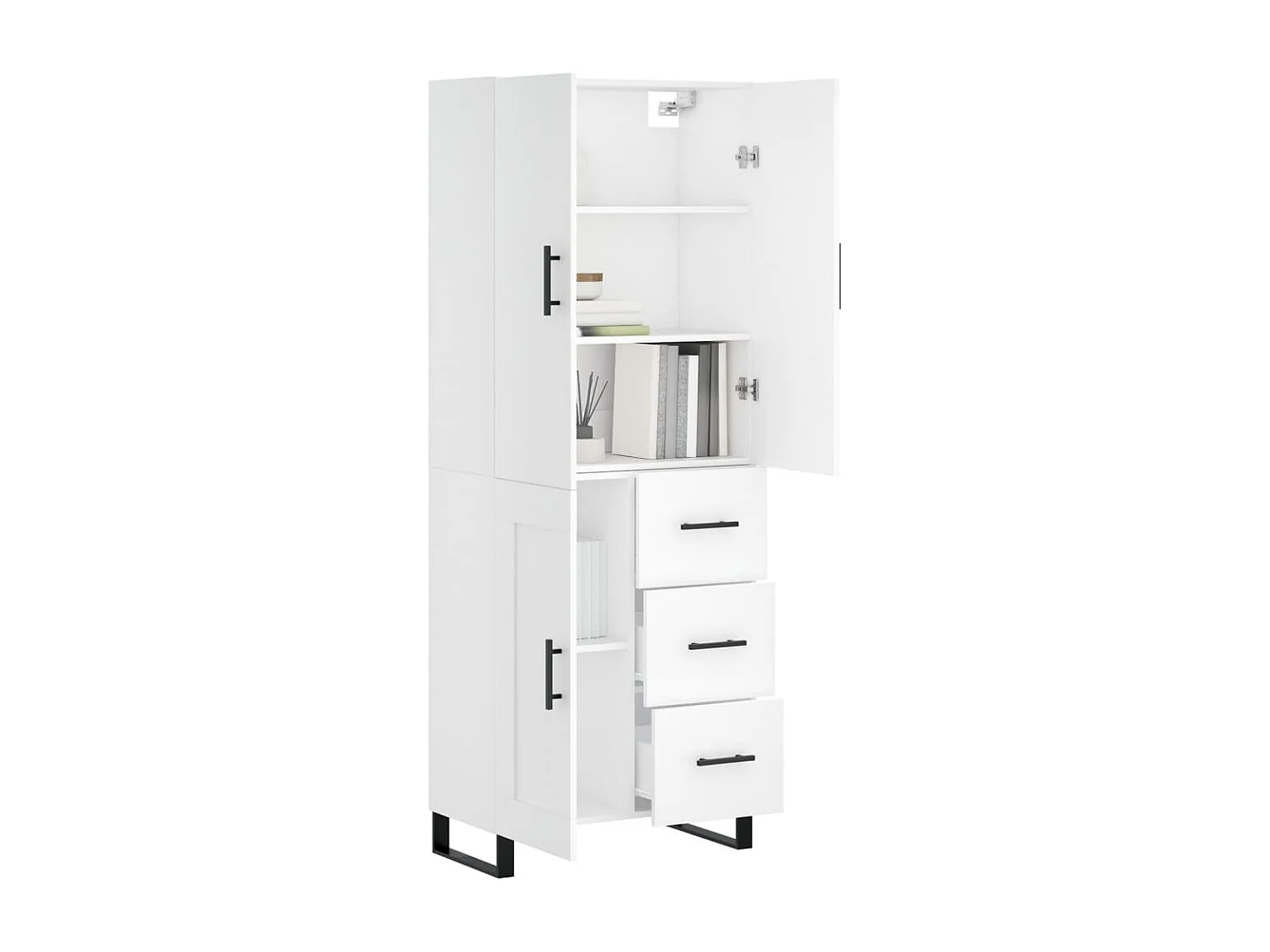 Buffet haut Blanc 69,5x34x180 cm Bois d'ingénierie