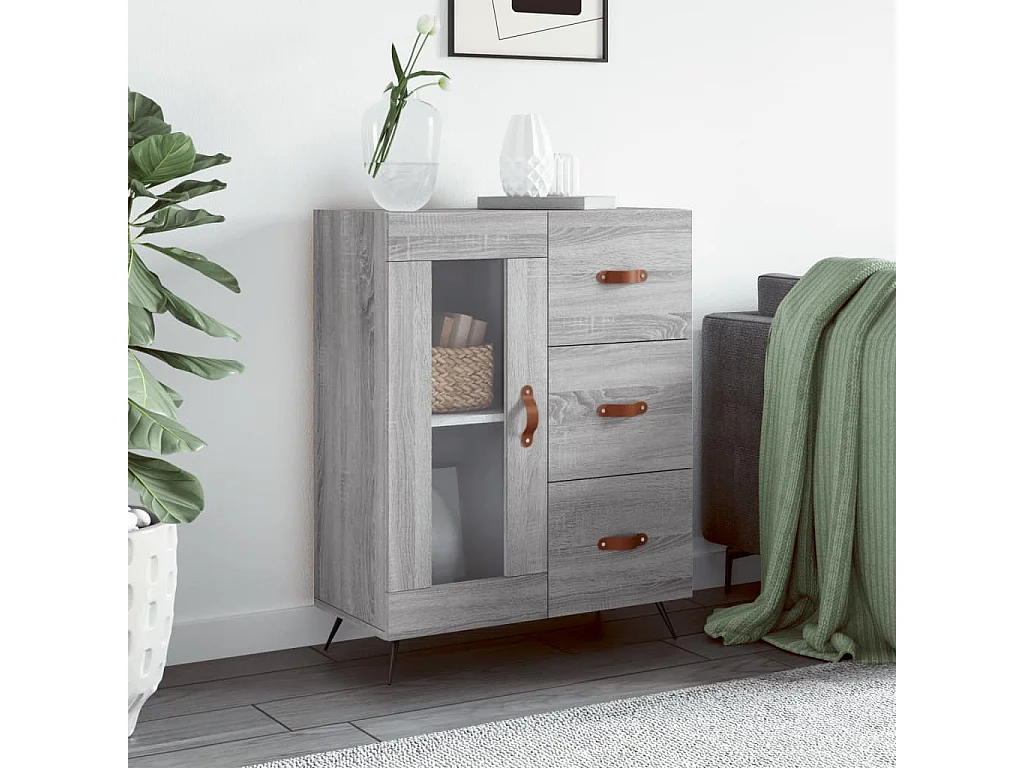 Aparador de madera de ingeniería gris Sonoma 69,5x34x90 cm