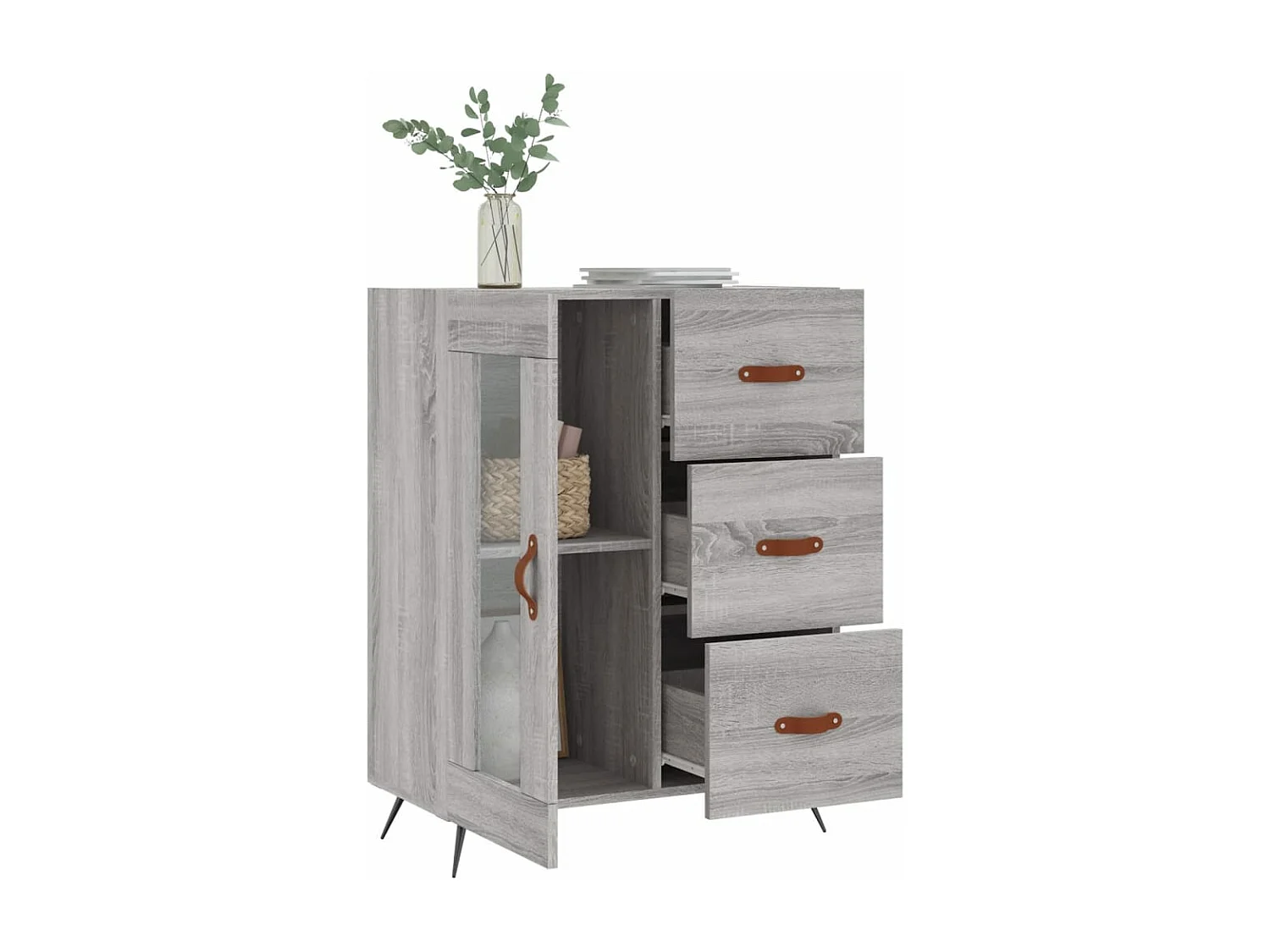 Aparador de madera de ingeniería gris Sonoma 69,5x34x90 cm