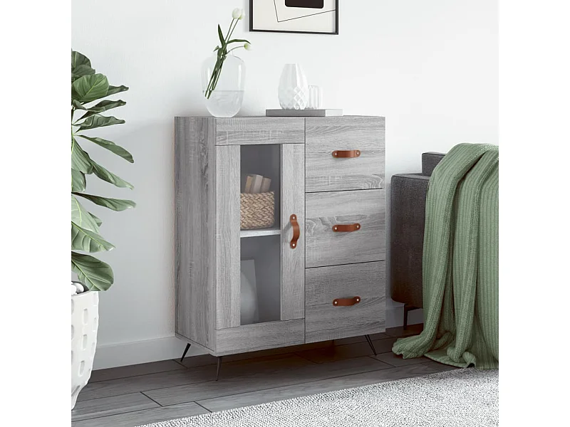 Aparador de madera de ingeniería gris Sonoma 69,5x34x90 cm