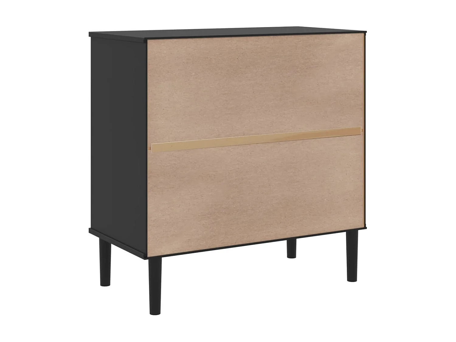 Buffet SENJA aspect rotin noir 80x40x80 cm bois massif de pin