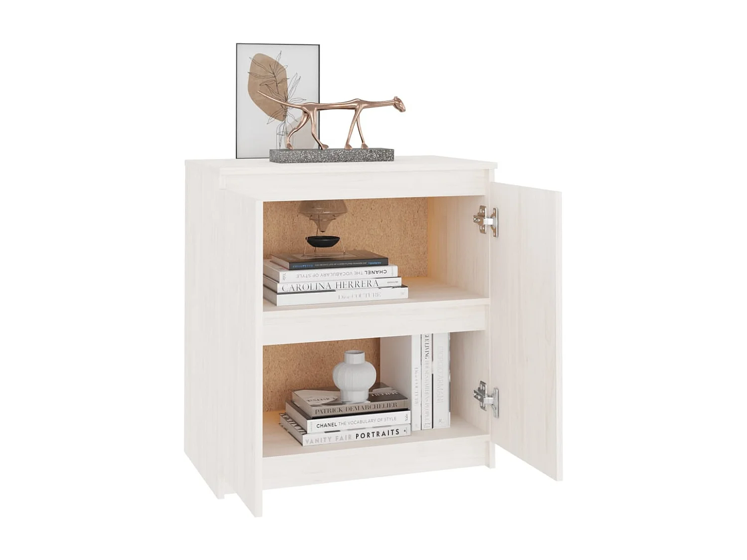 Armário de apoio 60x36x65 cm pinho maciço branco