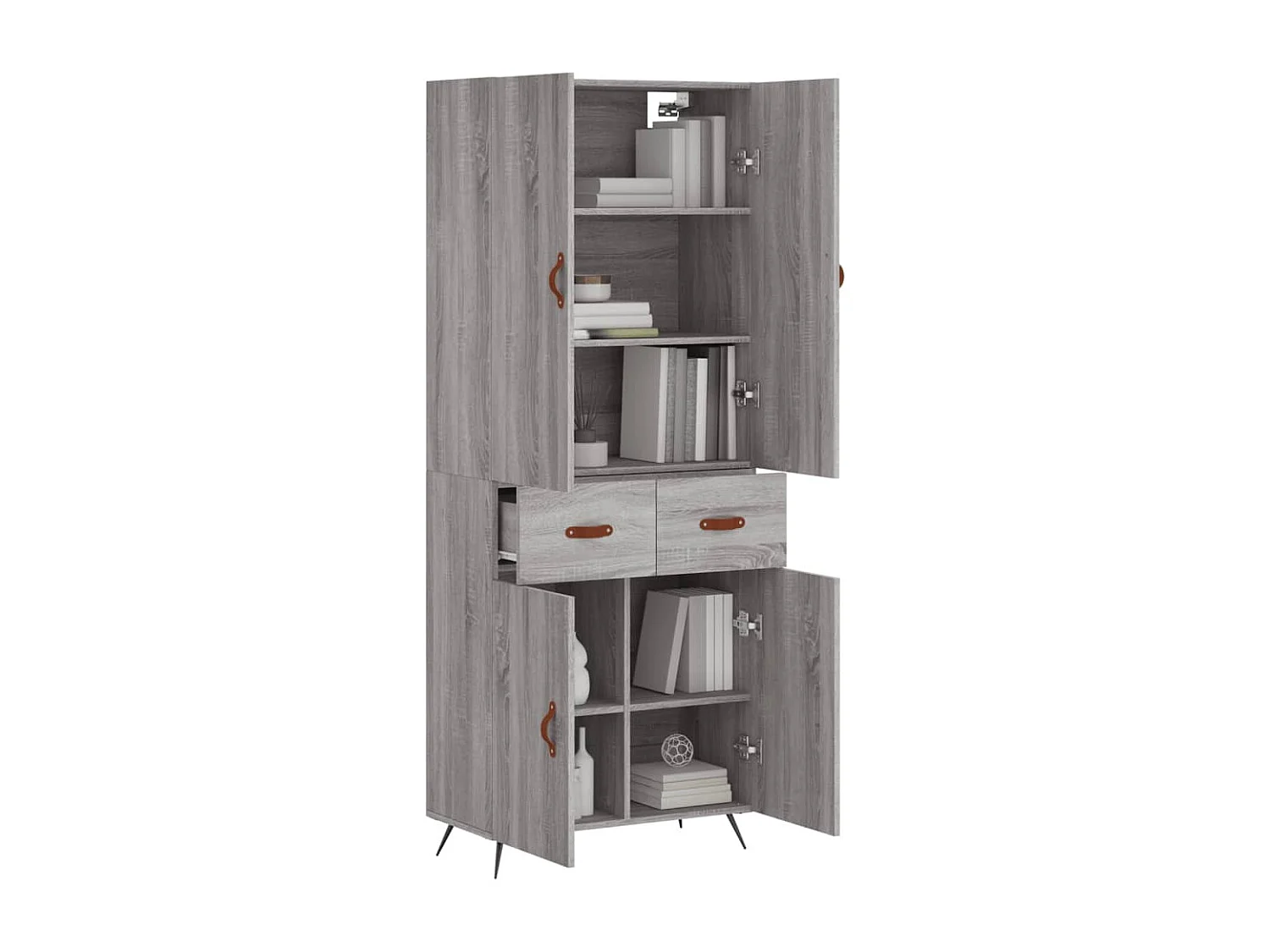 Hoge kastukken69,5x34x180 cm bewerkt hout grijs sonoma eikenkleurig