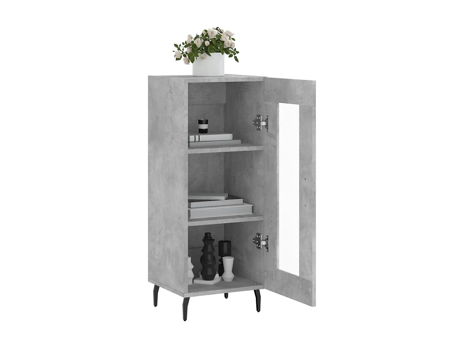 Buffet Gris béton 34,5x34x90 cm Bois d'ingénierie