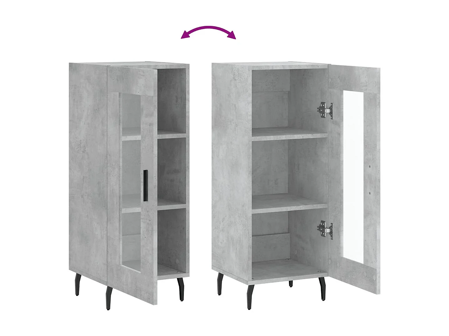 Buffet Gris béton 34,5x34x90 cm Bois d'ingénierie