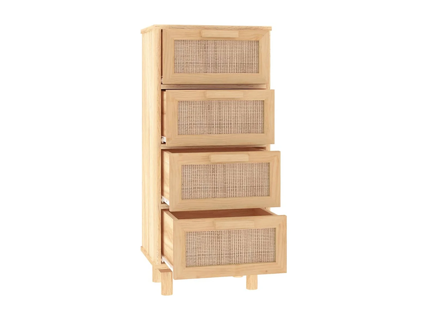 Aparador marrón madera pino maciza y ratán natural 40x30x90 cm