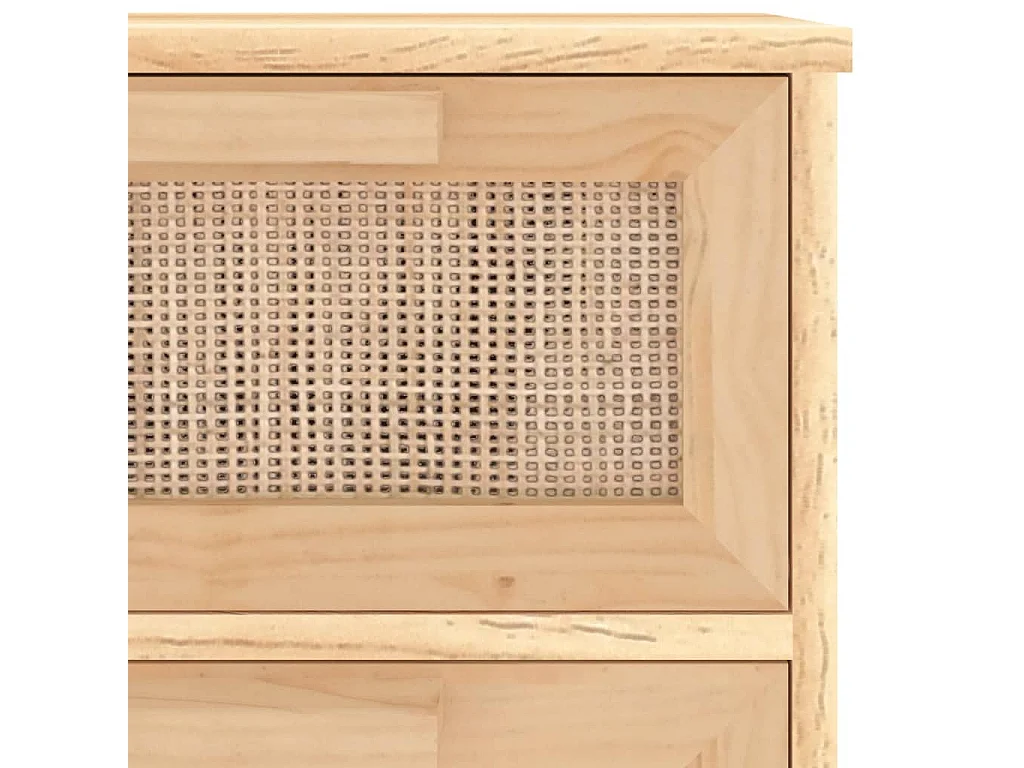 Aparador marrón madera pino maciza y ratán natural 40x30x90 cm