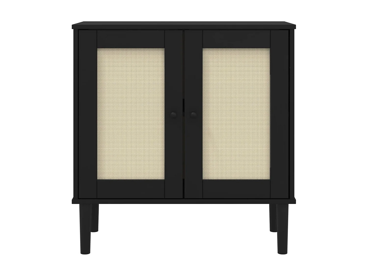 Aparador SENJA aspeto de vime 80x35x80 cm pinho maciço preto