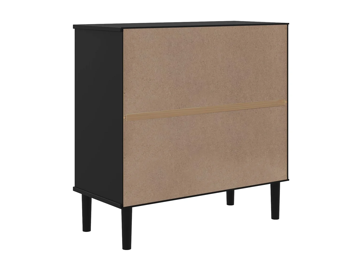 Aparador SENJA aspeto de vime 80x35x80 cm pinho maciço preto