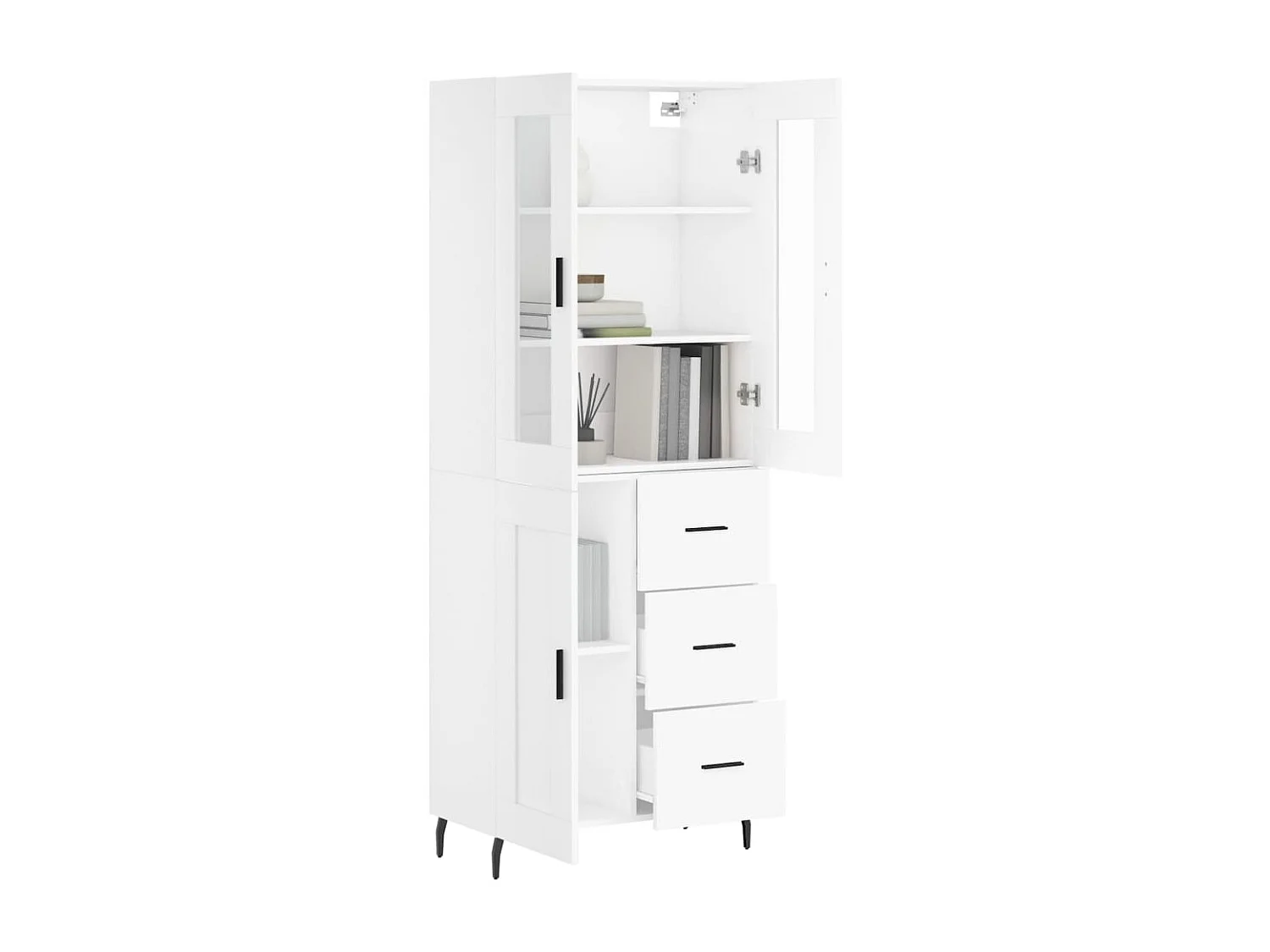 Buffet haut Blanc 69,5x34x180 cm Bois d'ingénierie