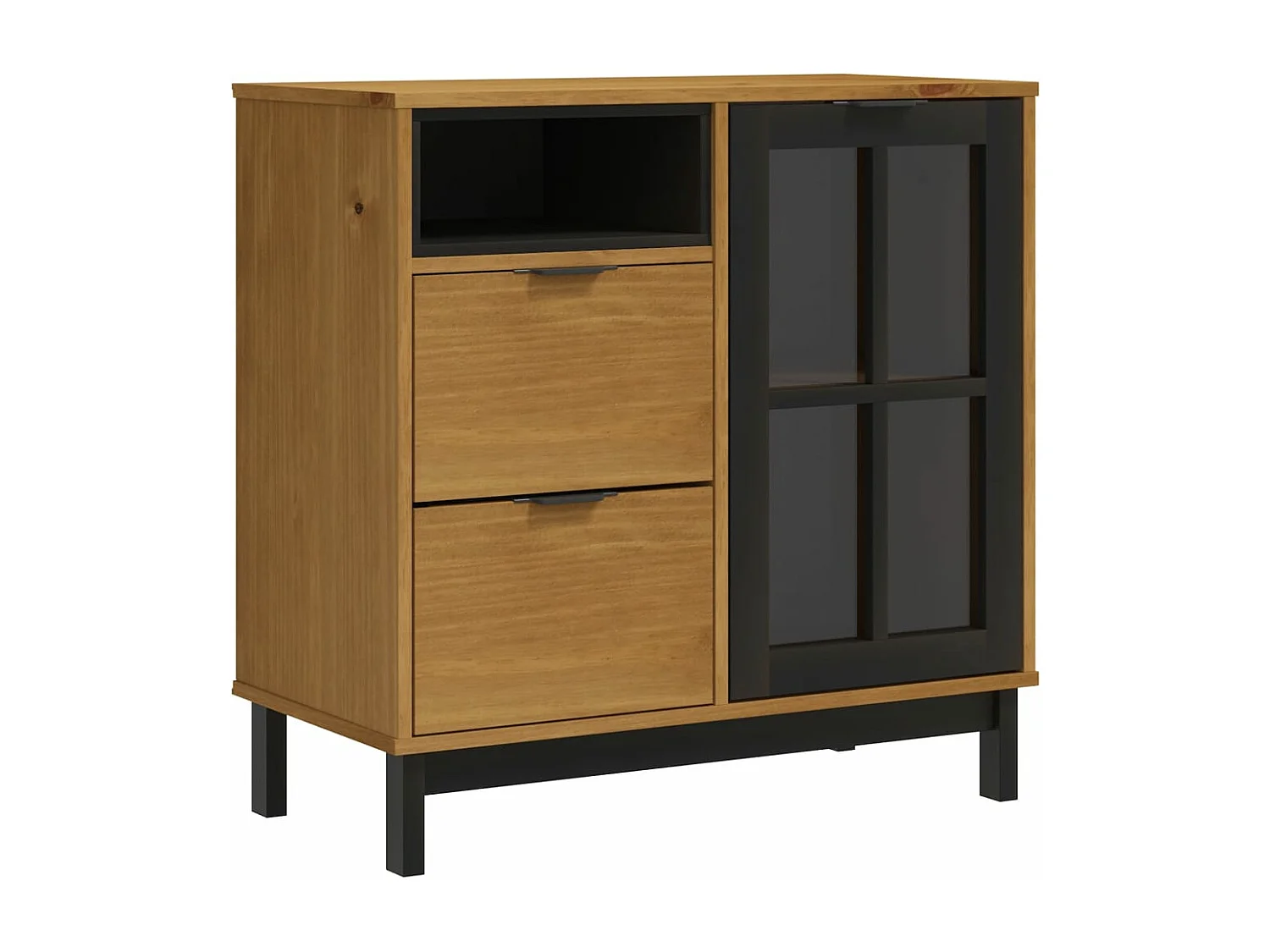 Buffet avec porte vitrée FLAM 80x40x80 cm bois massif de pin