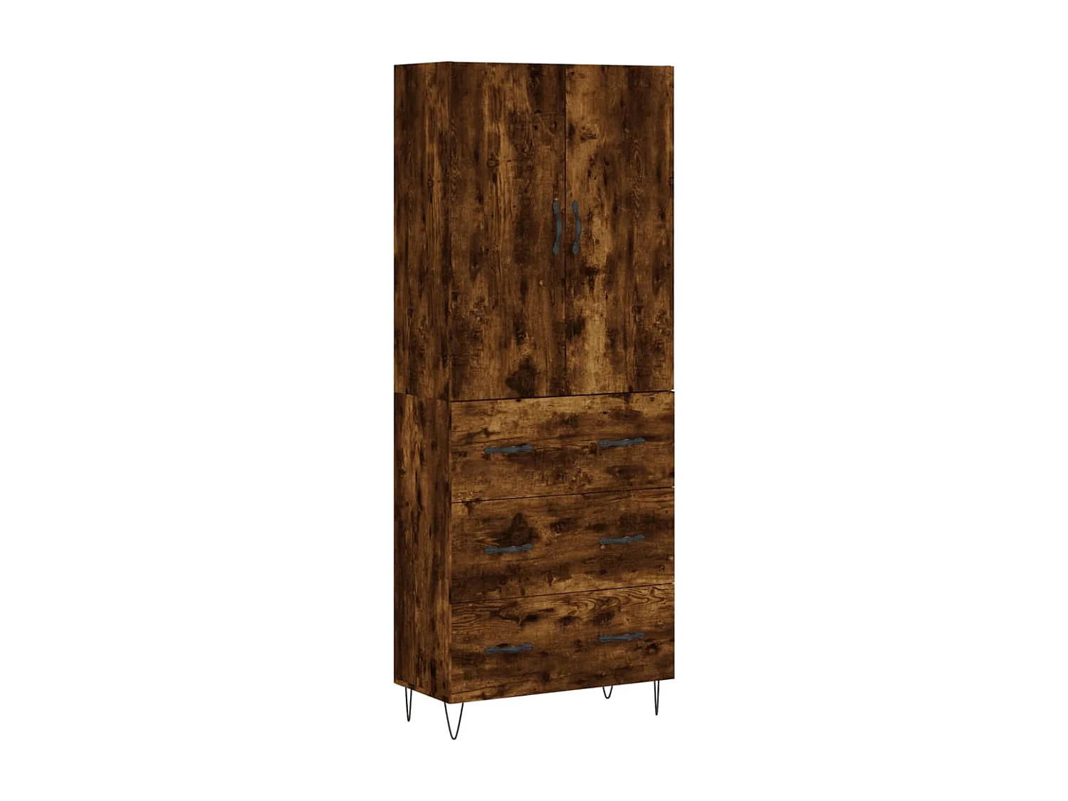 Buffet haut Chêne fumé 69,5x34x180 cm Bois d'ingénierie