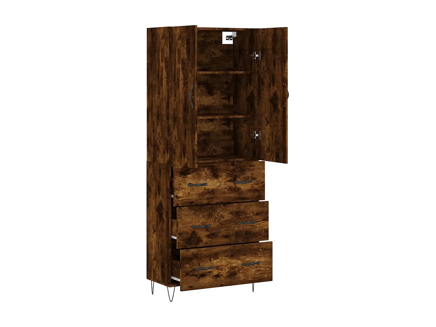 Buffet haut Chêne fumé 69,5x34x180 cm Bois d'ingénierie