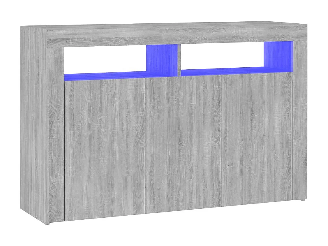 Buffet avec lumières LED sonoma gris 115,5x30x75 cm