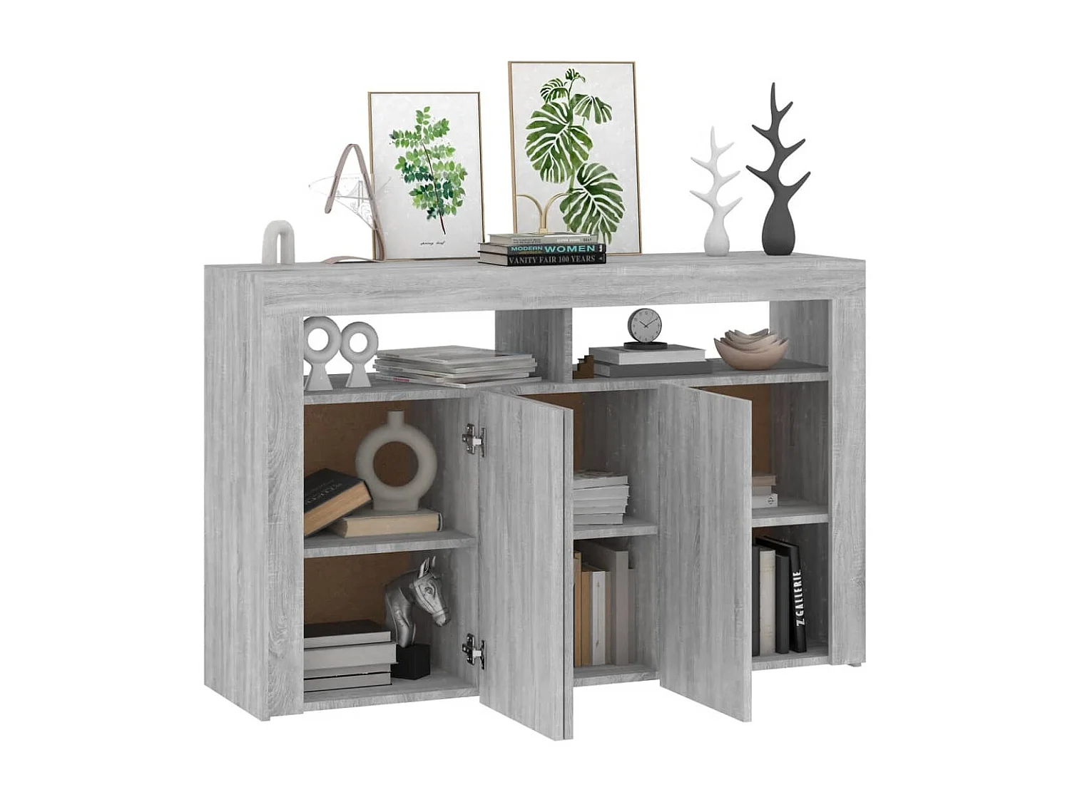 Buffet avec lumières LED sonoma gris 115,5x30x75 cm