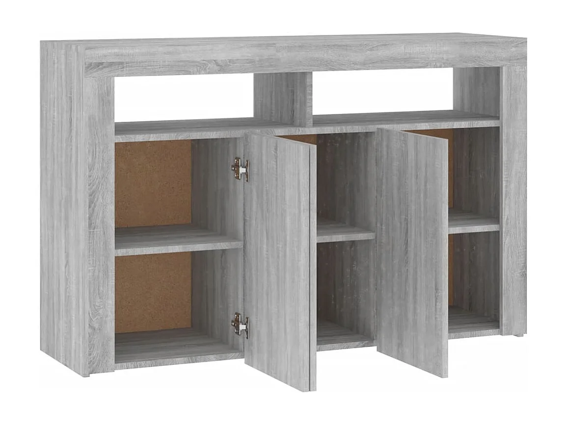 Buffet avec lumières LED sonoma gris 115,5x30x75 cm