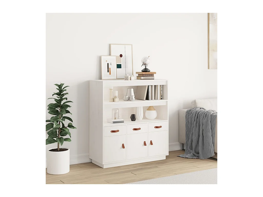 Buffet haut Blanc 100x40x108,5 cm Bois massif de pin