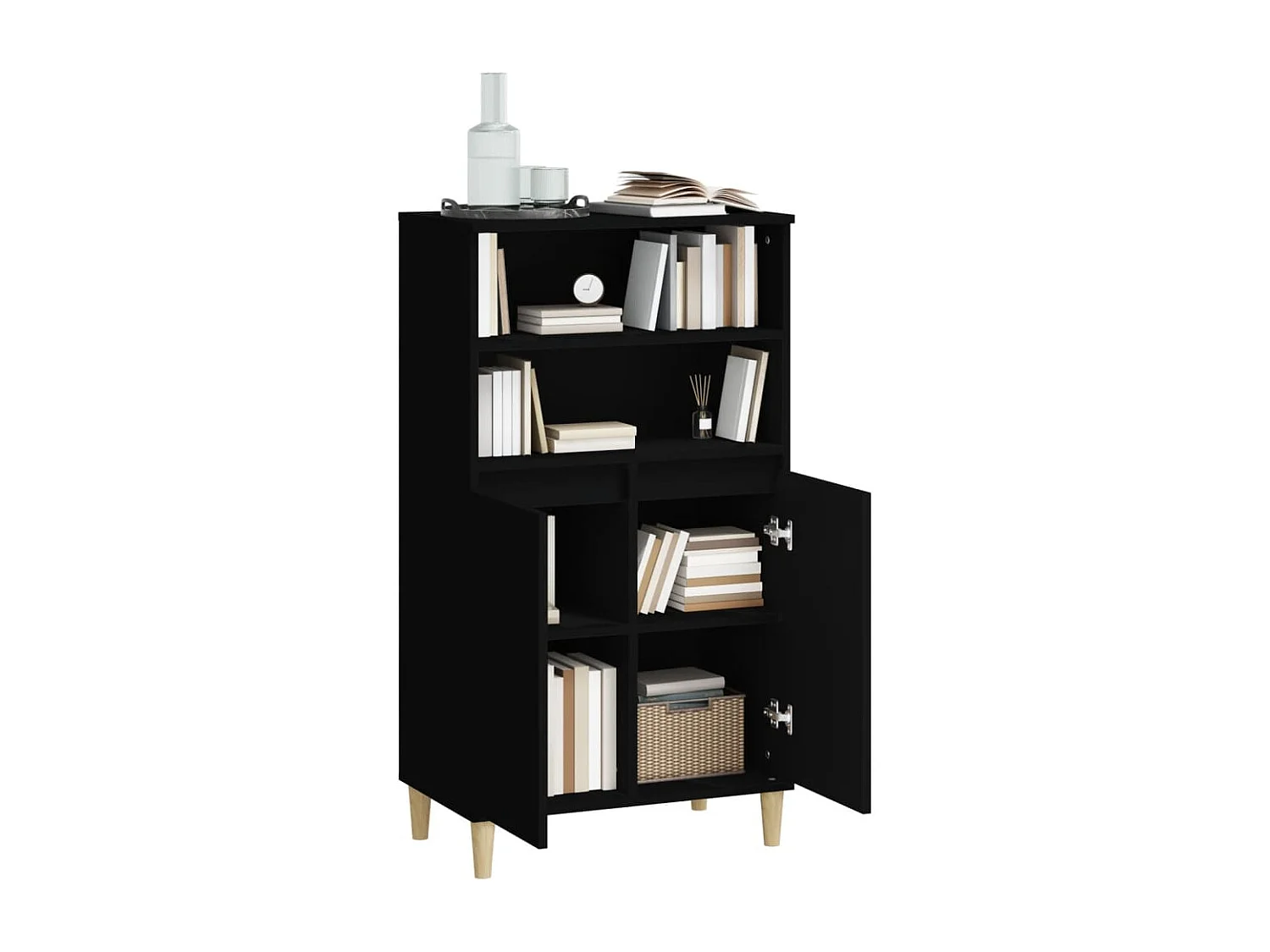 Buffet haut Noir 60x36x110 cm Bois d'ingénierie