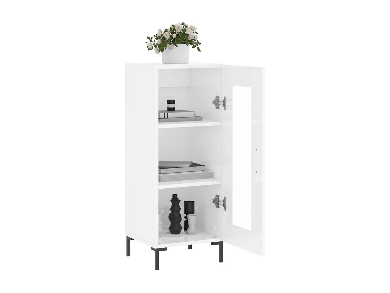 Buffet Blanc brillant 34,5x34x90 cm Bois d'ingénierie