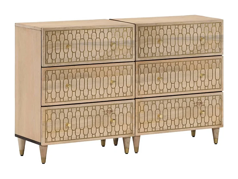 Armoires latérales 2 pièces 60x33x75 cm bois massif de manguier