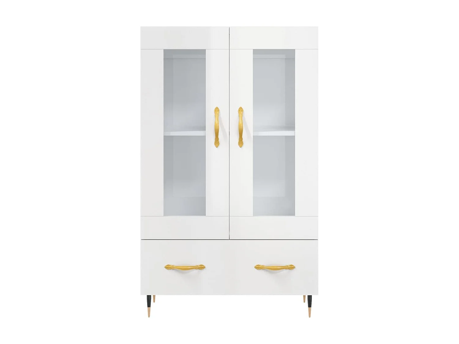 Buffet haut blanc brillant 69,5x31x115 cm bois d'ingénierie