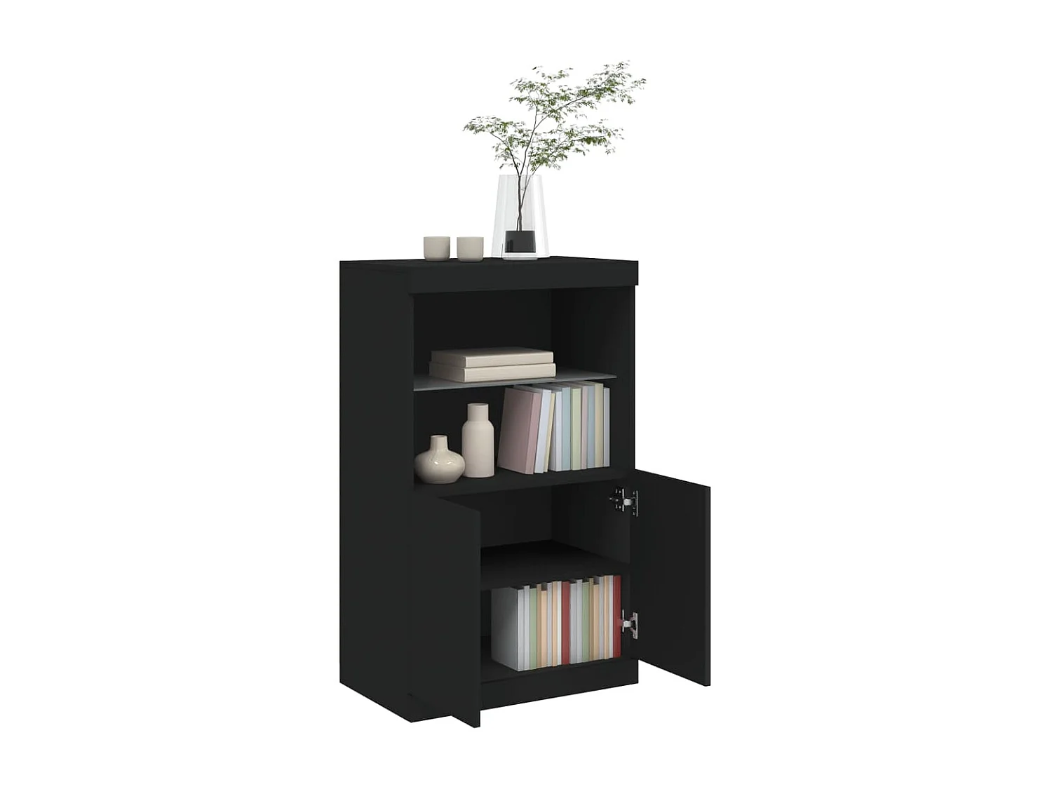 Buffet avec lumières LED noir 60,5x37x100 cm